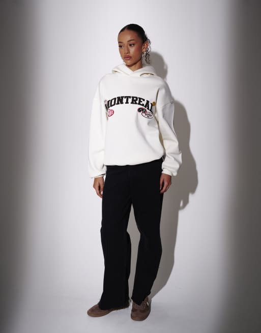 South Beach – Kapuzenpullover in Cremeweiß mit „Montreal“-Aufnäher, 4 von 4