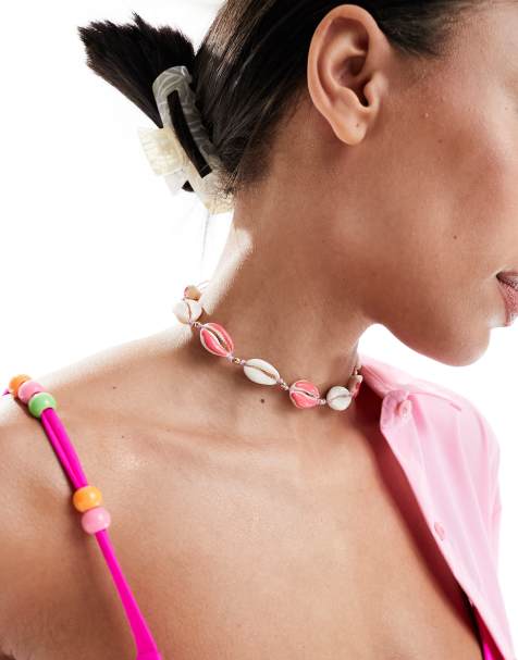 South Beach – Klarrosa choker-halsband me snäckskal - view 1