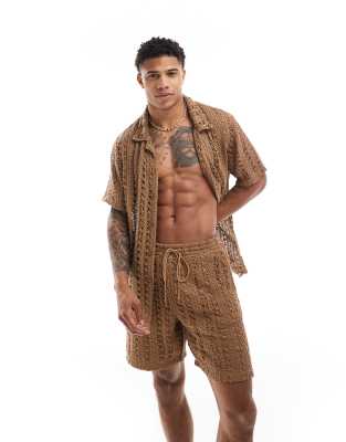 knit beach shirt in brown - part of a set