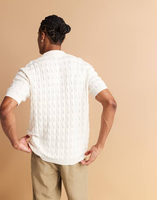South Beach knit beach shirt in cream