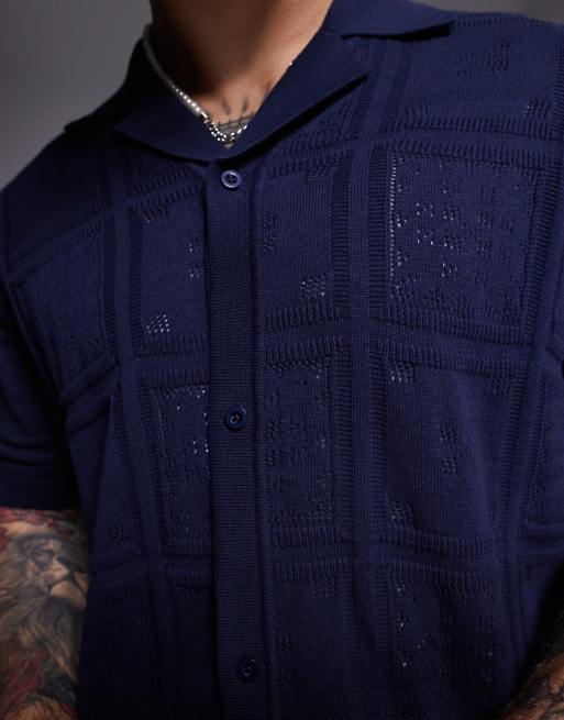 South Beach knit beach shirt in navy