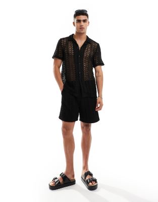 South Beach South Beach knit beach short co-ord in black