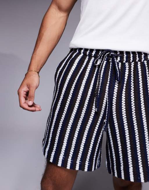 South Beach knit beach shorts in black and white stripes, 4 of 5