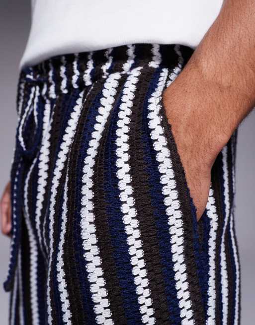 South Beach knit beach shorts in black and white stripes, 5 of 5