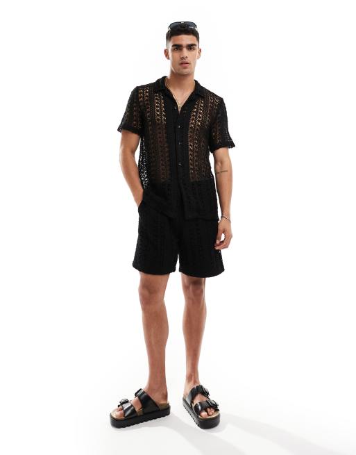 South Beach knit beach shorts in black (part of a set)