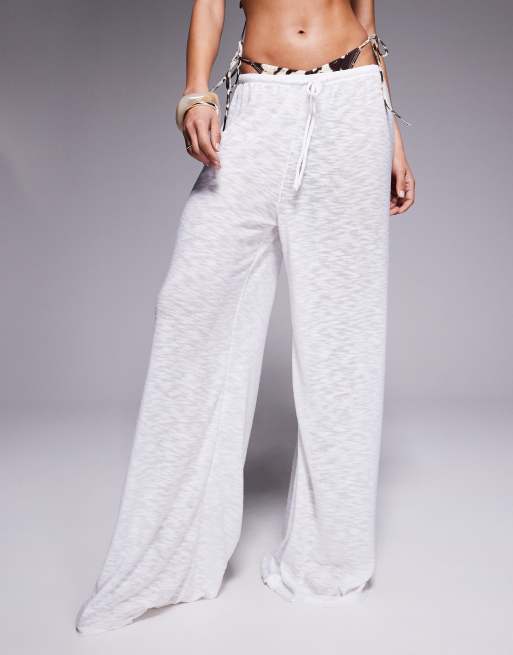 South Beach knit beach pants in cream