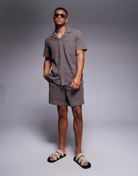 South Beach knitted beach co-ord in light brown - view 1
