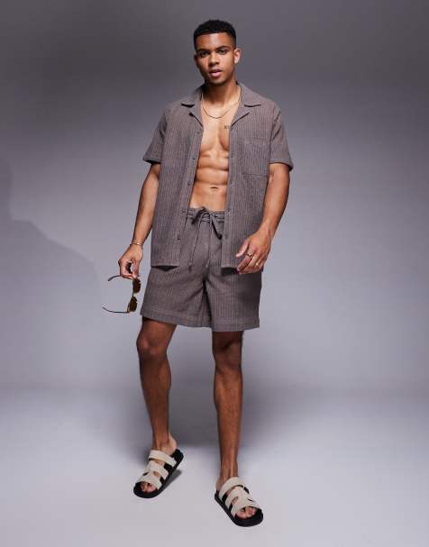 South Beach knitted beach short in light brown - view 1