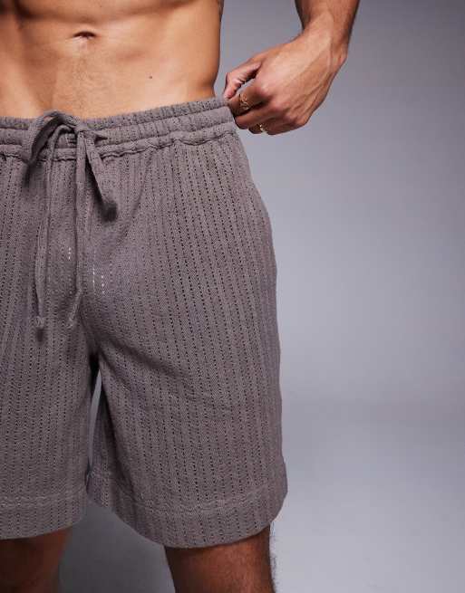 South Beach knitted beach short in light brown, 3 of 5