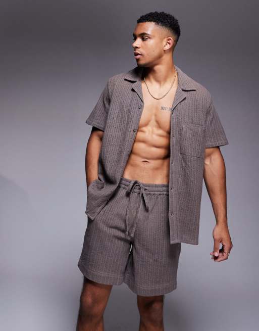 South Beach knitted beach shorts in light brown, 2 of 5