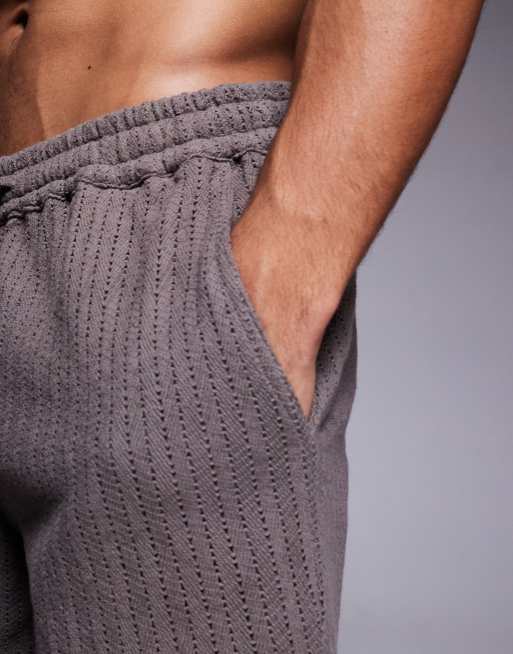 South Beach knitted beach shorts in light brown, 4 of 5