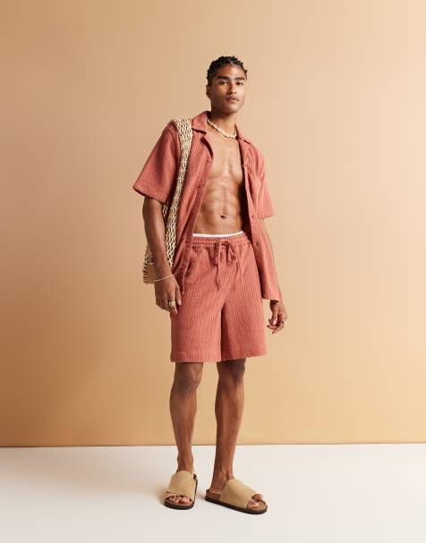 South Beach knitted beach shorts in rust - view 1