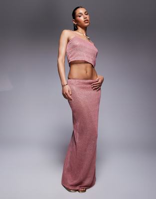 [South Beach] South Beach knitted sequin maxi skirt in dusty pink 14 Dusky pink