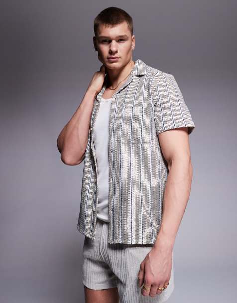 South Beach knitted short sleeve beach shirt in multi