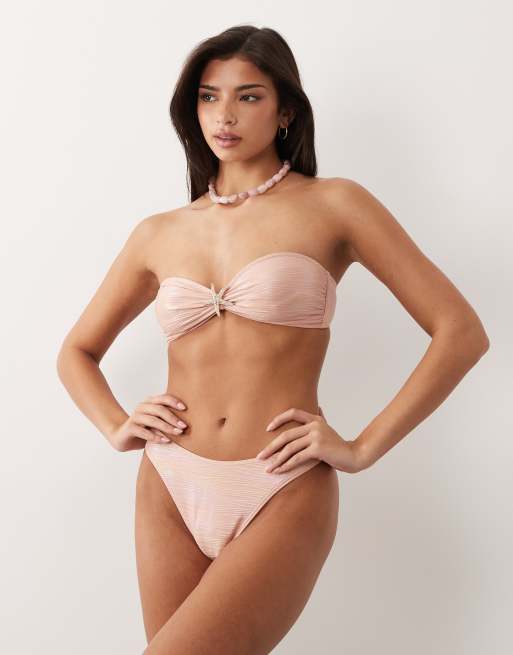 South Beach - Koralfarvet bandeau-bikinitop med søstjernedetalje, 2 af 4