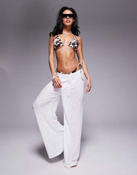 South Beach knit beach trouser in cream