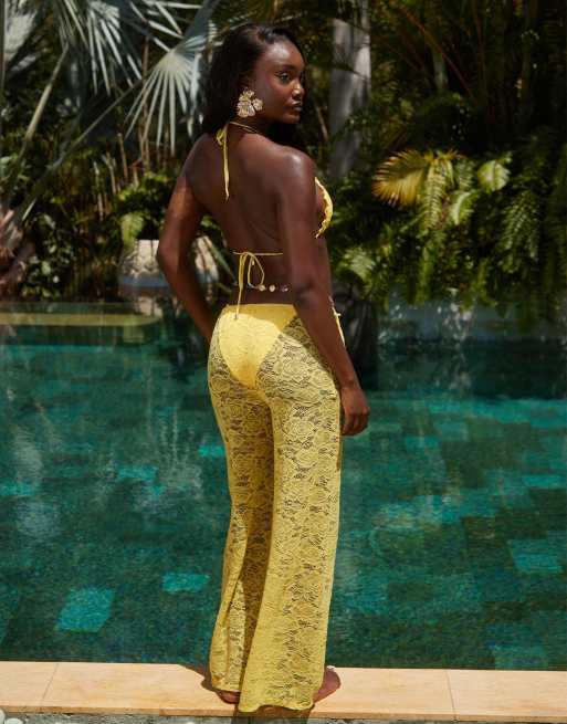 South Beach lace beach pants in yellow, 4 of 4