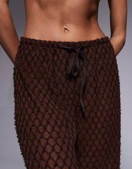 South Beach lace beach trouser in dark brown, 5 of 5