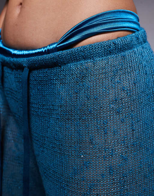 South Beach lace beach trouser in mid blue