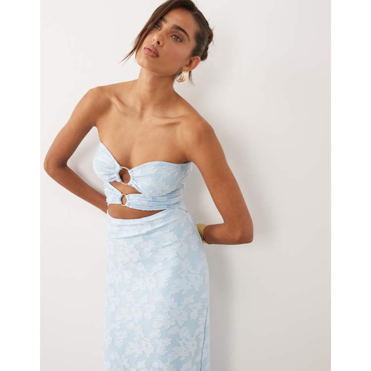 South Beach lace cut-out maxi dress in baby blue