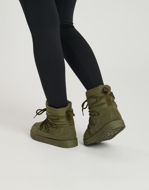South Beach Lace up mini boot in khaki, 2 of 3