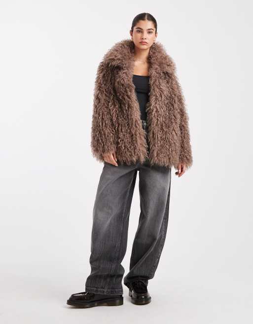South Beach – Ladies – Jacke aus Kunstpelz in Braun im mongolischen Stil , 3 von 4