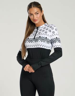 South Beach - Langärmliges Baselayer-Oberteil in Schwarz mit kurzem Reißverschluss