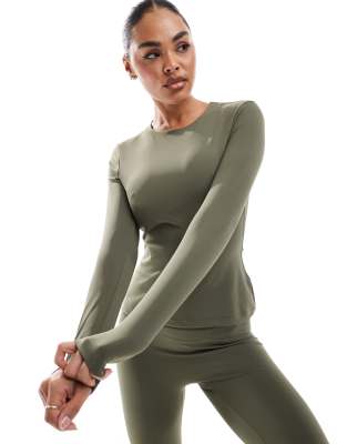 South Beach - Langärmliges T-Shirt in Khaki-Grün