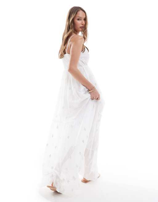 South Beach - Lange cami-jurk met V-hals en lovertjes in wit, 3 van 4