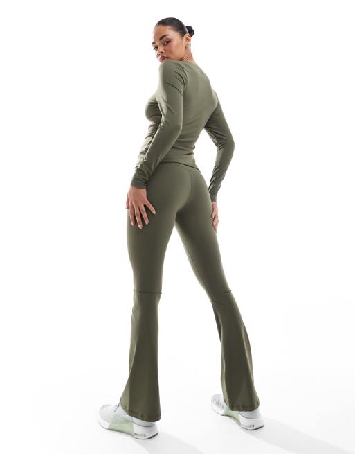 South Beach - Leggings a zampa a vita alta kaki, 4 di 5