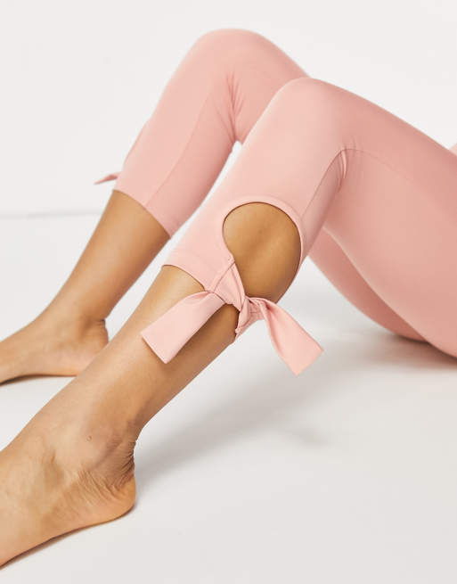 South Beach - Leggings de yoga avec détail noué - Rose thé, 4 de 4