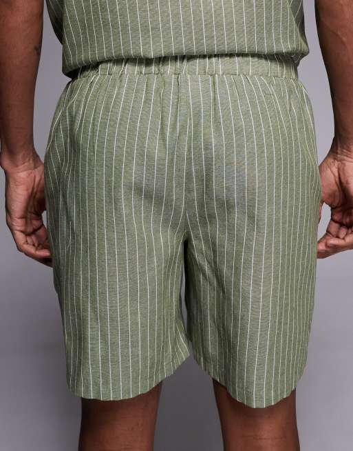 South Beach – Leinen-Shorts in gestreiftem Khaki, 5 von 5