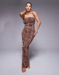 [South Beach] South Beach leopard mesh lined maxi beach dress in multi 6 Multi