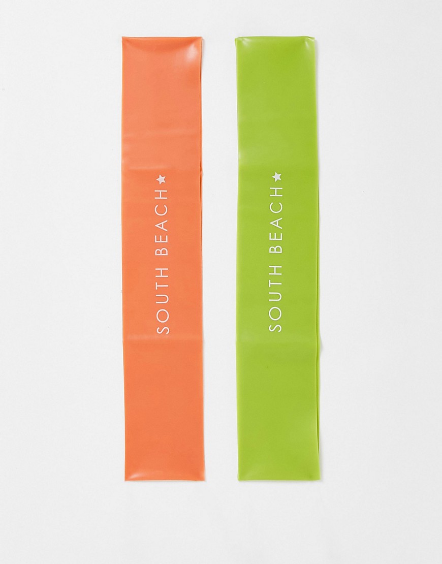 South Beach light/medium resistance bands 2 pack in green and orange-Multi