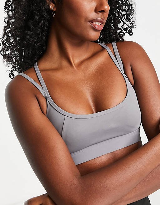 South Beach light support strappy sports bra in slate grey