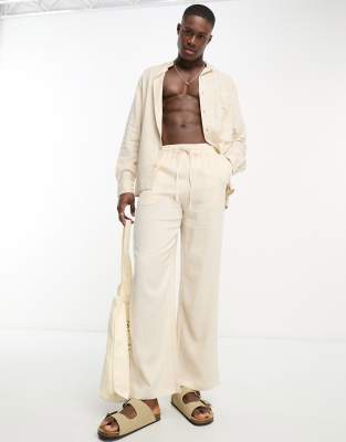 South Beach linen blend beach pants in sand 8090₽