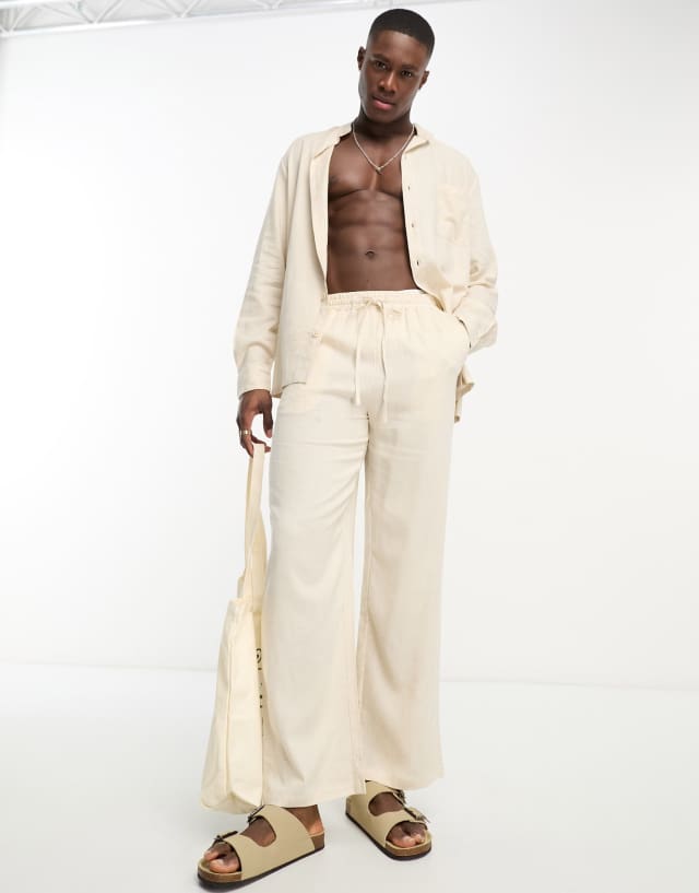 South Beach linen blend beach pants in sand