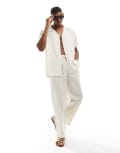 [South Beach] South Beach linen blend beach pants in sand-White M Sand