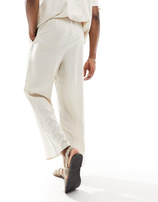 South Beach linen blend beach pants in sand