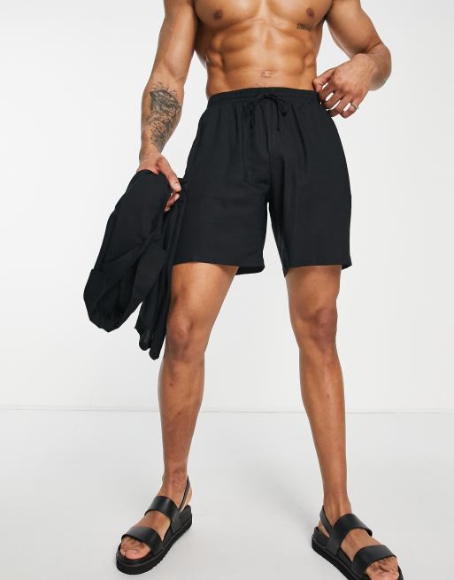 South Beach linen blend beach shorts in black | ASOS