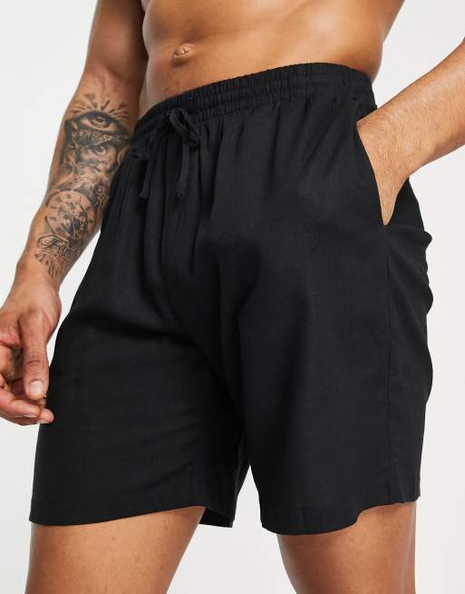 South Beach linen blend beach shorts in black , 3 of 4