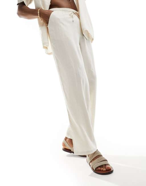 South Beach linen blend beach trouser in sand, 3 of 5