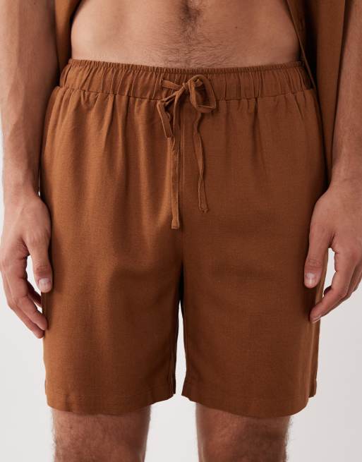 South Beach linen blend short in rust, 5 of 5