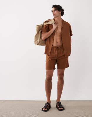 South Beach Linen Blend Shorts In Multi