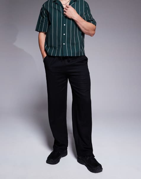 South Beach linen look beach pants in black - part of a set - view 1