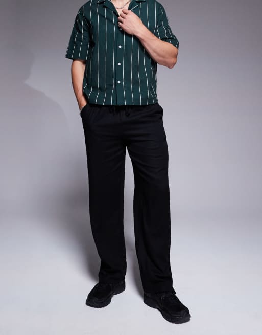 South Beach linen look beach pants in black (part of a set)
