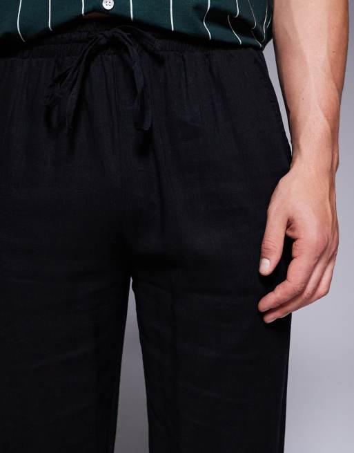 South Beach linen look beach pants in black - part of a set