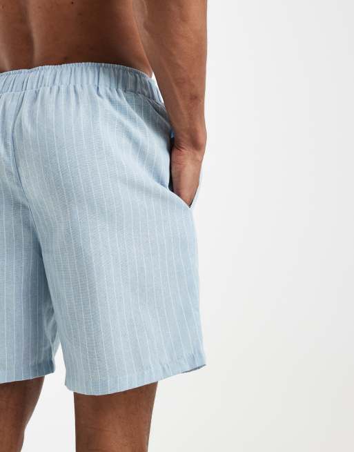 South Beach linen-look shorts in blue stripe, 3 of 5