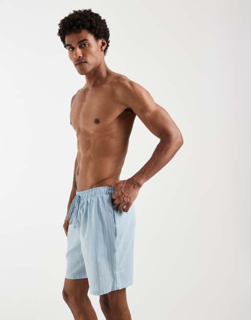 South Beach linen-look shorts in blue stripe, 4 of 5
