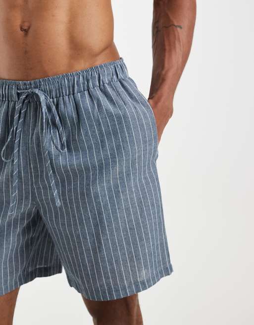 South Beach linen short in faded blue stripe, 3 of 5